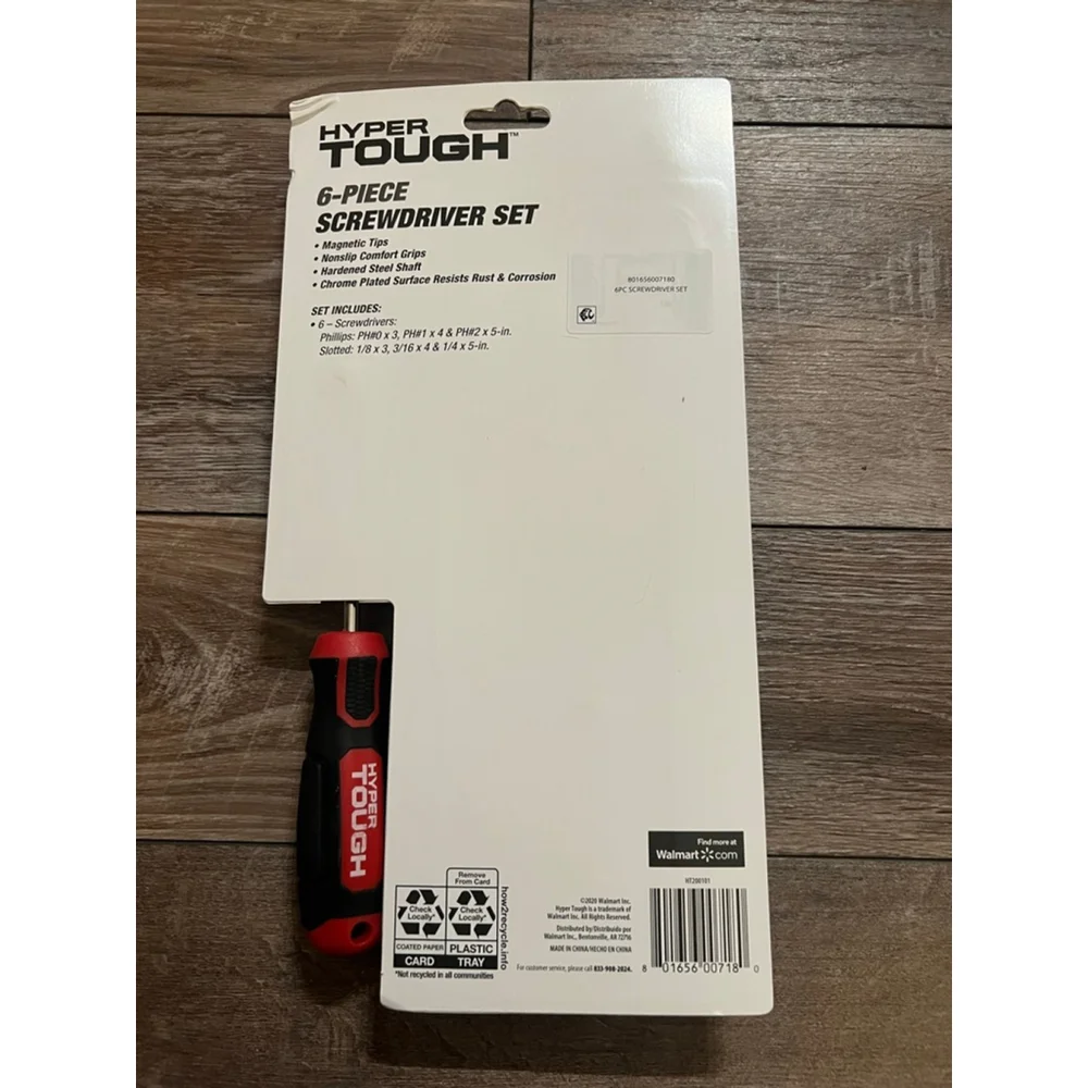NEW Hyper Tough 6-Piece Screwdriver Set Red Black One Size